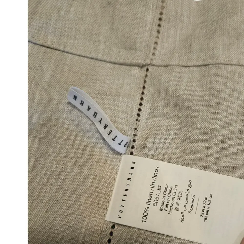 Pottery Barn Tan Linen 72x72 in Shower Curtain Minimalist Classic Farmhouse